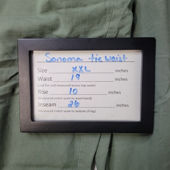 Sonoma Goods For Life Olive Green Cargo Cropped Pants Tie Waist Drawstring XXL - Picture 7 of 7